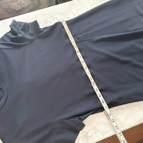 Sara Campbell Navy Wrap Mock Neck Short Sleeve Maxi Dress women's size large - Picture 11 of 12